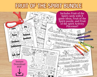 Paquete de actividades del Fruto del Espíritu: Juegos cristianos para niños (PDF de descarga digital)