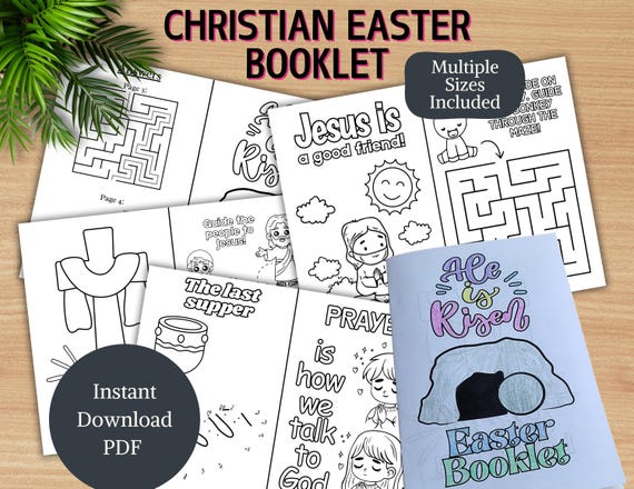 Christian Easter Booklet Easter Story Printable Coloring Sheets Holy Week for Kids Easter Sunday Activities Biblical Easter Crafts Church