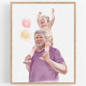 Ritratto di famiglia personalizzato ad acquerello da foto / Regalo commemorativo dipinto a mano / Miscela di foto ad acquerello / Unisci le generazioni in un dipinto