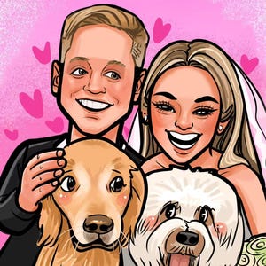 Caricature from Photo, Custom Couple Cartoon Portrait, Gift for Her, Cartoon Couple, Family Portrait from Photo, Valentines Gift, mom gift