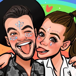 Custom Couple Cartoon Portrait, Caricature from Photo, Personalized Gifts for Her, Family Portrait from Photo, Cartoon Couple, gift for mom