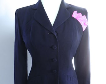 Vintage 40s Skirt Suit - 1940s Fab Gab 2pc Wasp Waist Jacket and Pencil Skirt sm