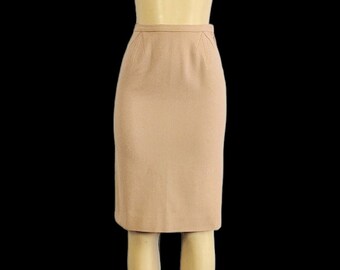 Vintage 50s Wool Wiggle Skirt -  Soft Pencil Skirt  with Arrow Stitching Sm