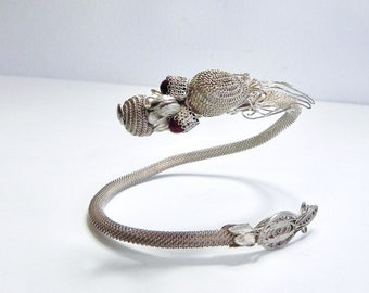 Vintage Silver Dragon Bracelet Coil Wrap Bracelet