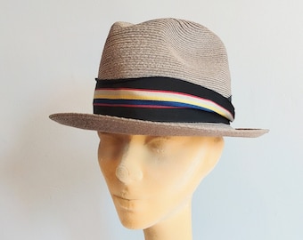 Vintage Mens Hat 50s Straw Fedora
