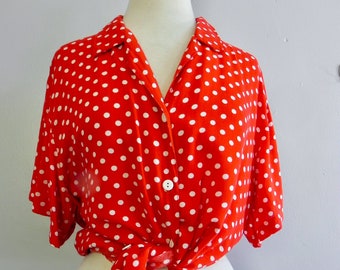 Vintage Red Dot Top Plus XL