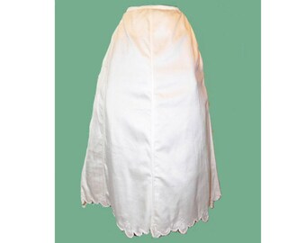 Vintage Petticoat 1800s Antique Embroidered Silk Petticoat with Scalloped Hem M L XL