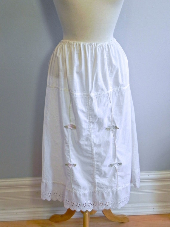 Vintage Cotton Bridal Slip Lovely eyelet and lace… - image 2