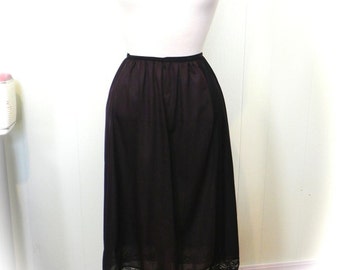 Vintage Slip 50s 60s Black Half Slip with Lace