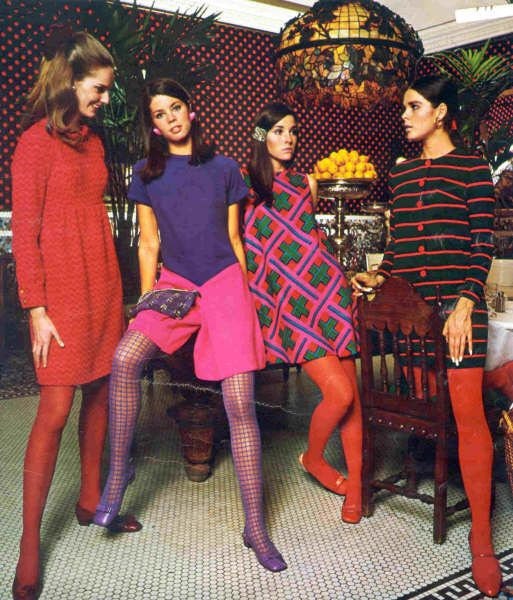 Vintage 60s Fishnet Tights Neon , Mod Fashion Bright Orange Fish Nets ...
