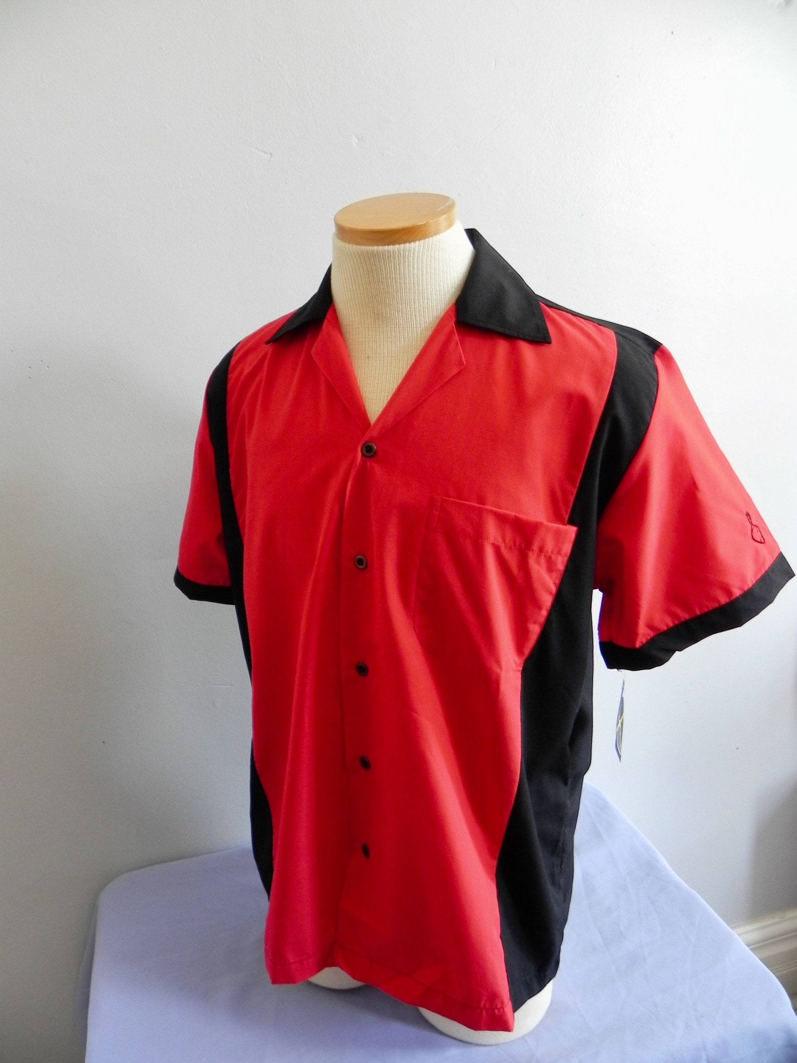 Vintage 50s style Red and Black Bowling Shirt TWO TONE Etsy France