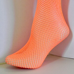 Vintage 60s Fishnet Tights Neon , Mod Fashion Bright Orange Fish Nets image 9