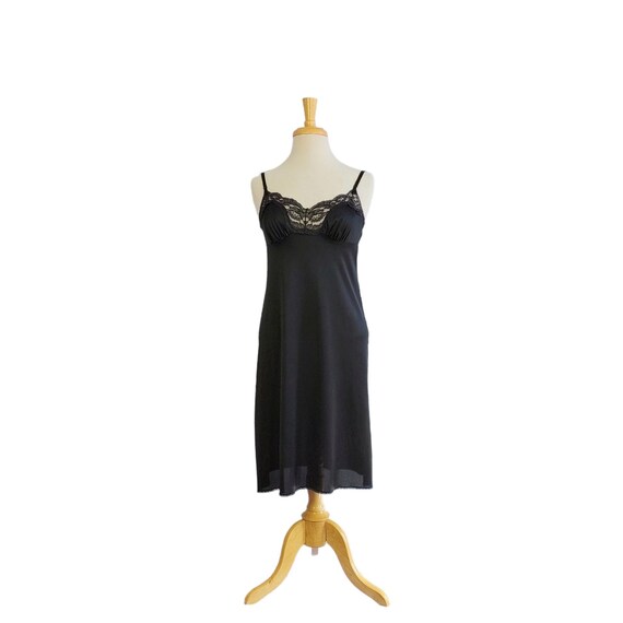 Vintage Black Slip , Saucy Black Pinup Slip with … - image 1