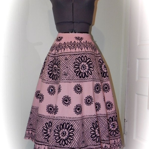 Vintage 50s  Style Black Sequined Vintage Rockabilly Skirt.