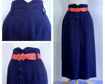 Vintage 50s Style Wiggle Skirt - High Waist Sm Med