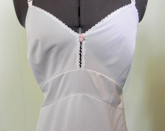 Vintage slip 50s White Full Slip With Lace Trim Size L - on sale