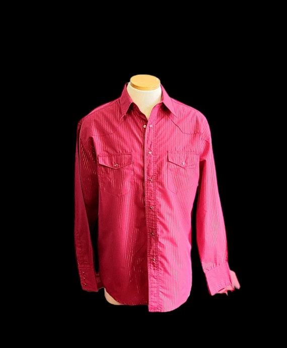 Vintage Men's Western Shirt , Dark Red with Gold … - image 1