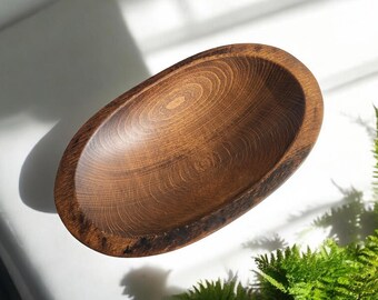 Vintage 60s Hand Turned Wood Oval Dish Kennedy Bros