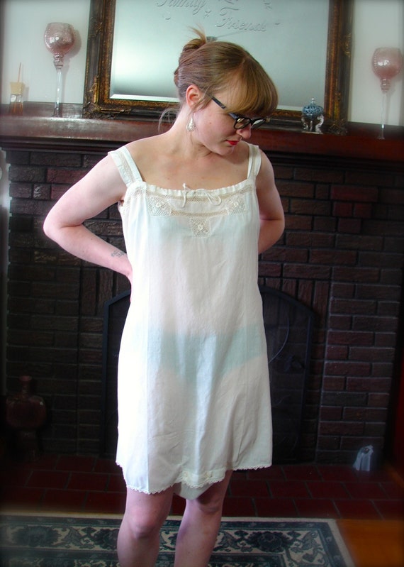 Vintage 1900s 20s Chemise with Button Gusset and C