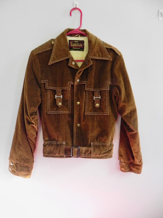 Vintage 60s Campus Jacket, Fleece Lined Sm - image 2
