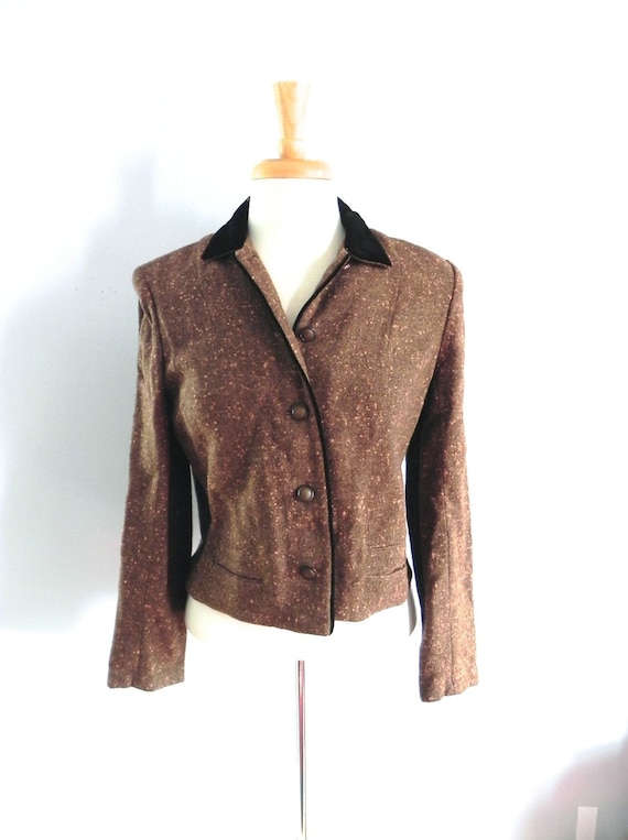 Vintage 1950s Fleck Jacket - 40s 50s brown with or
