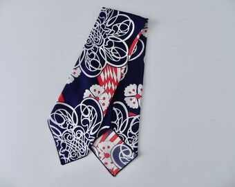 Vintage 60s Scarf , Flower Power Print Neck or Ponytail Scarf Cathy Cravat