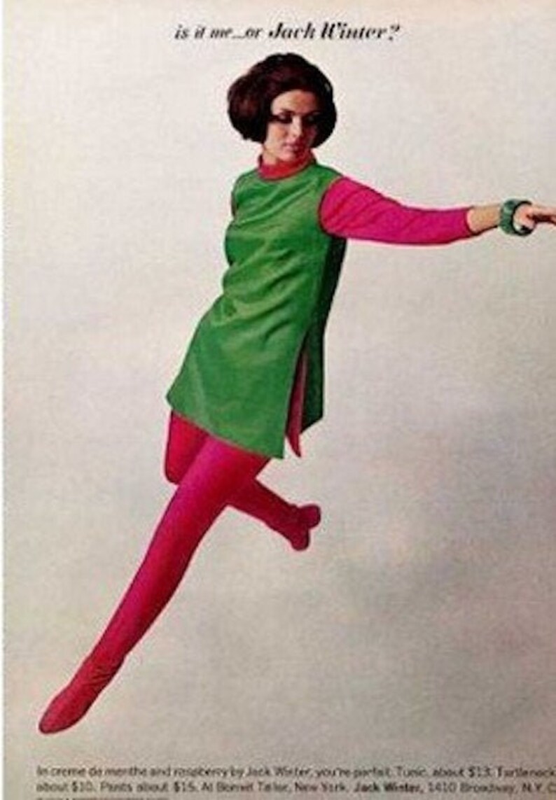 Vintage 60s Tights , Fuchsia Mod Fashion Bright Pink