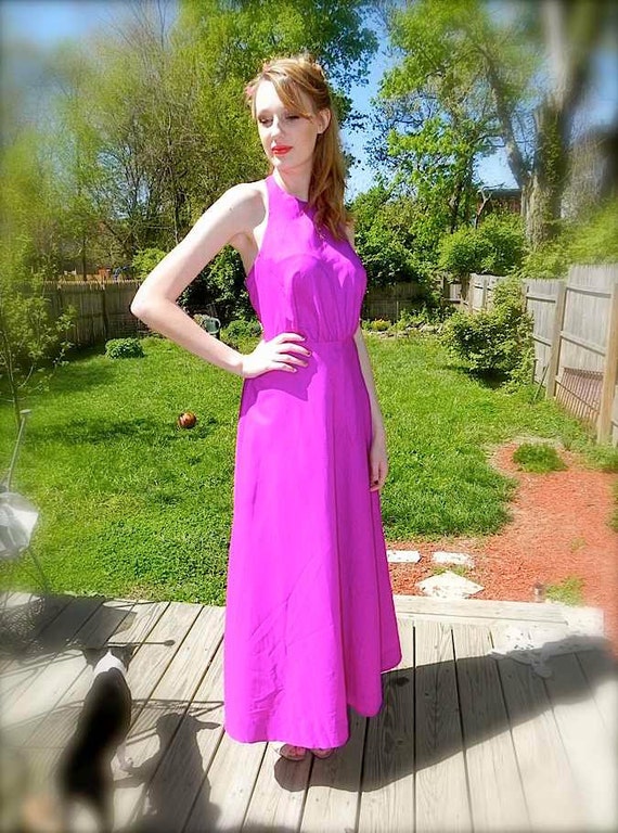 Vintage 1960s maxi Dress / Electric Purple Vintage