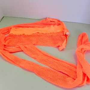 Vintage 60s Fishnet Tights Neon , Mod Fashion Bright Orange Fish Nets image 6