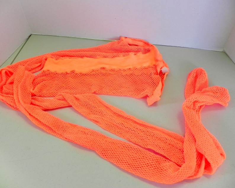 Vintage 60s Fishnet Tights Neon , Mod Fashion Bright Orange Fish Nets image 6