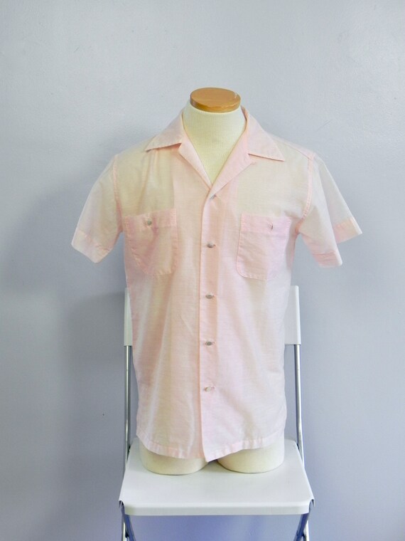 Vintage 50s Men's Pink Rockabilly Shirt - Killer S