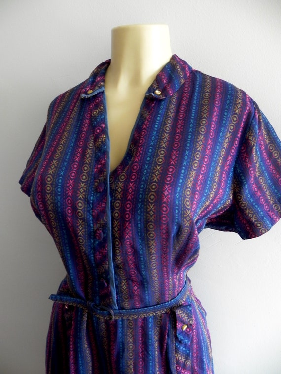 Vintage Plus Size Dress 40s 50s Dress , Dark Rainb
