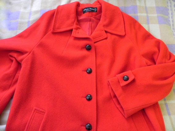 Items similar to Vintage Red Coat 60s Womens Wool Peacoat XXL - on sale ...