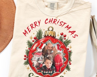 Christmas Family Custom Photo Graphic Tee, Personalized Family Christmas Shirt, Custom Holiday Photo Outfit, Matching Christmas Apparel