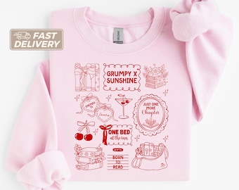 Sudadera para lector de novelas románticas, top literario "De enemigos a amantes" (obscenidades), regalo para un club de lectura antisocial, suéter para lector de novelas románticas introvertidas