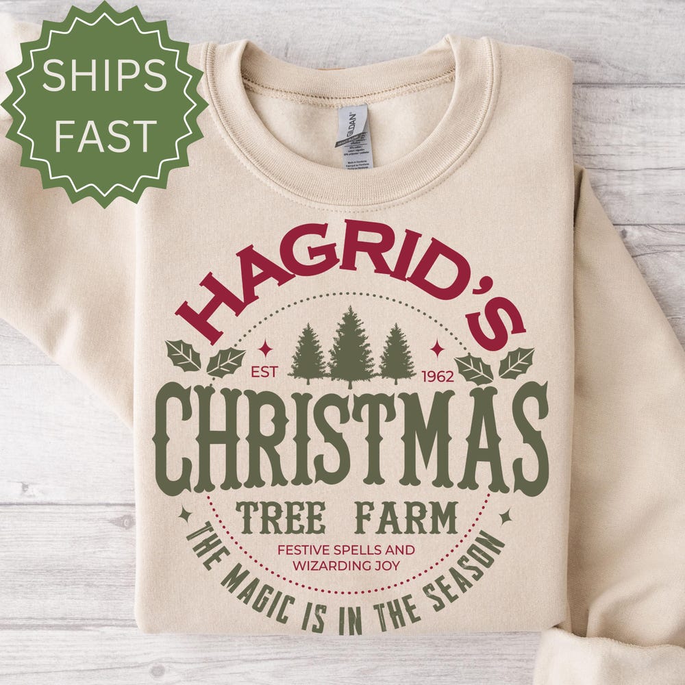 Hagrids Christmas Tree Farm Crewneck Sweatshirt, Christmas Sweater, Holiday Season Sweatshirt, Family Christmas Gift, Sweatshirt For Women Trendteewear