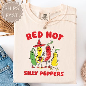Silly Peppers - Unisex T shirt, Gift for Him, Comfort Colors, Funny Shirt, Gift for Her, Red Hot Peppers Vintage Shirt, Funny Tote Bag Gift
