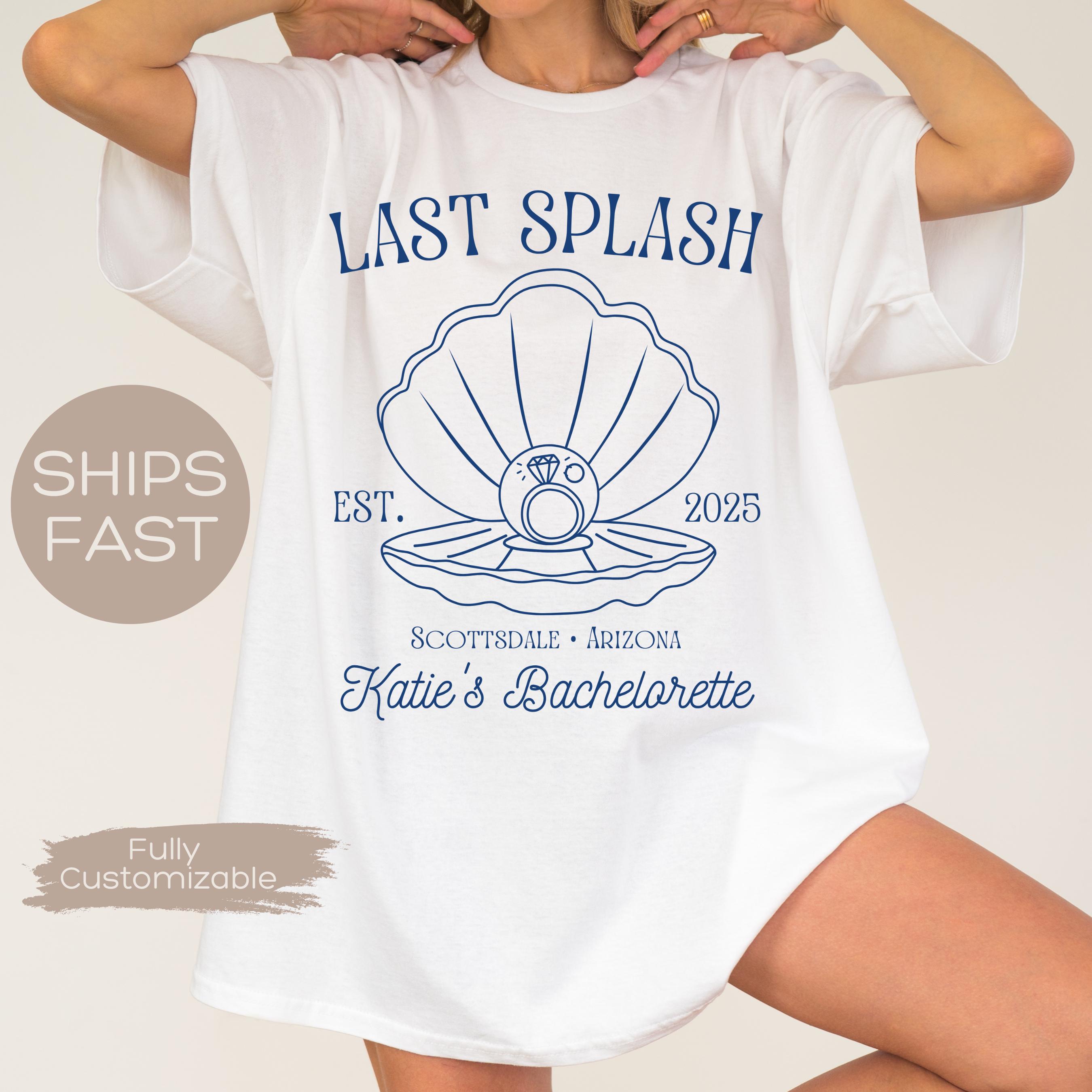 Magliette Last Splash Bachelorette, maglietta Beach Bachelor, maglietta personalizzata Coastal Bachelorette, magliette Comfort Colors per feste di addio al nubilato con estetica da pescatore