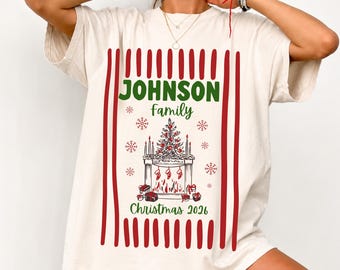 Custom Family Name Christmas Shirts, Matching Christmas Group TShirts, Personalized Custom Christmas Crew Tees, Xmas Holiday 2026 T-Shirts