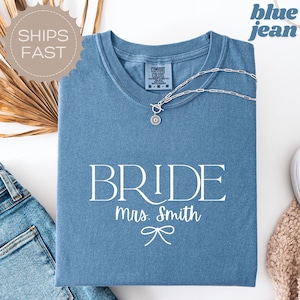 Custom Bride Bridesmaid Shirt, Comfort Colors, Bridal Party Gift, Wedding Day Getting Ready, Trendy Bachelorette Merch, Group Matching Tee
