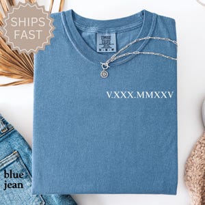 Personalized Roman Numeral T-shirt, Comfort Colors® Custom Anniversary Date Shirt, Matching Couples Outfit, Honeymoon Shirt, Wedding Tee