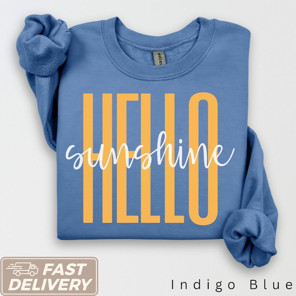 Hallo Sonnenschein Sweatshirt, Beachy Damen Pullover, Trendy Sommer Rundhalsausschnitt, Tropisches Sweatshirt Nettes Sommer-T-Shirt Urlaubsgeschenke für Freunde