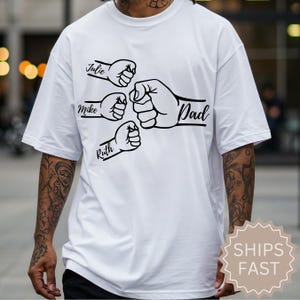 Custom Fist Bump Dad Shirt, Dad Shirt With Kids Names, Father&#39;s Day Gift, New Dad Shirt, New Dad Gift, Personalized Grandpa Shirt