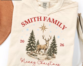 Custom Family Merry Christmas 2026 Graphic Tee, Personalized Christmas Family Shirt, Matching Xmas Tees, Customized Christmas Group Shirts