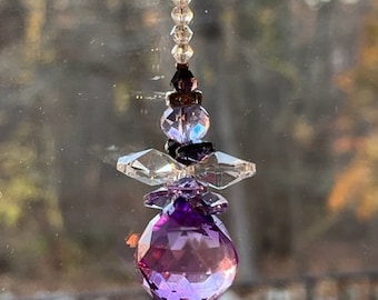 Beautiful Crystal Angel Ornament, Suncatcher, Rearview Mirror Charm, Guardian Angel - Choose any angel color