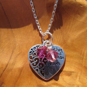 Mother&#39;s Day - Mother and Daughter Forever -  Personalized Filigree Charm necklace - Choose any swarovksi crystals for mom and daughter