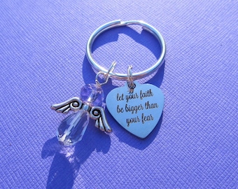 Let Your Faith be Bigger than your Fear - Keychain - Choose any Angel Color - Great Gift!