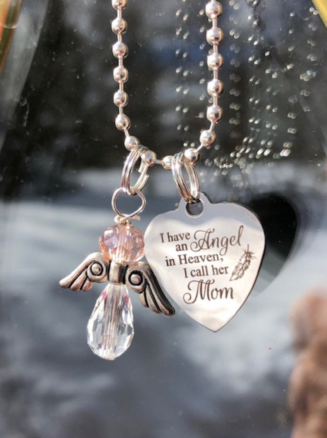 I Have an Angel in Heaven - I Call Her Mom - Ornament, Key Chain, Rearview Mirror Charm - Choose ...