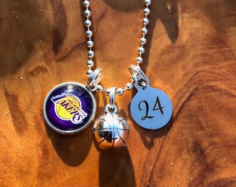 Kobe Bryant, #24, LA Lakers, Los Angeles Lakers, Basketball, Necklace, Bracelet, Key ring - Great Gift for Any Lakers Fan, Sports gift