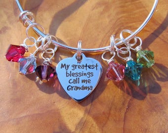 Mothers day - GRANDMA- My Greatest Blessings Call me Grandma- Personalize -Choose all the birthstones for Grandma- Great Holiday Gift